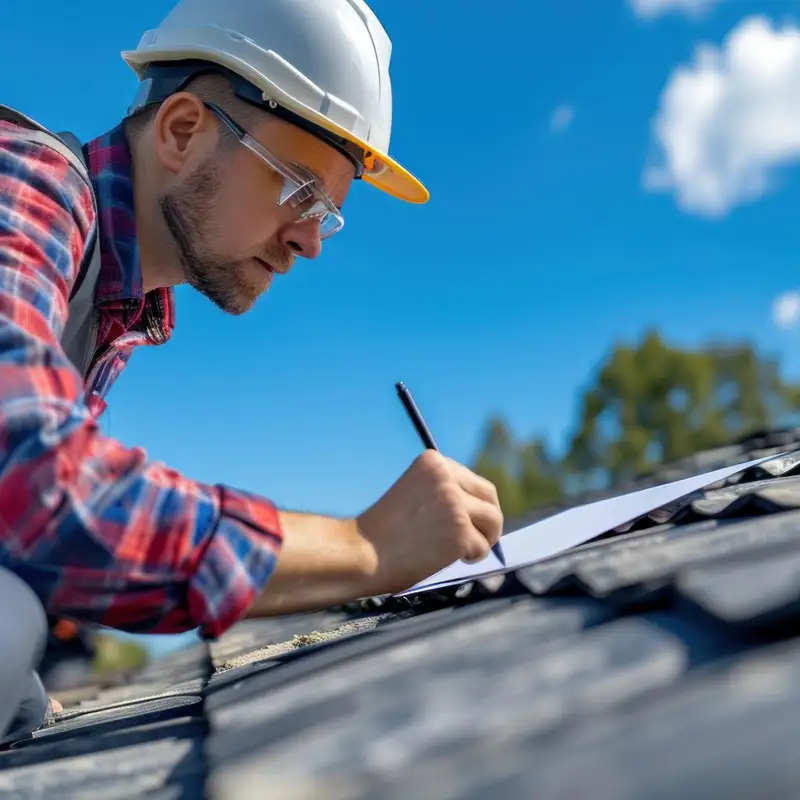 Artisan procédant à la réparation de bardeaux endommagés